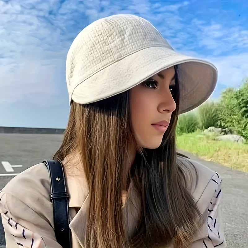 Comfortable women's beach hat, lightweight, with adjustable drawstring for secure fit during travel or summer fun.