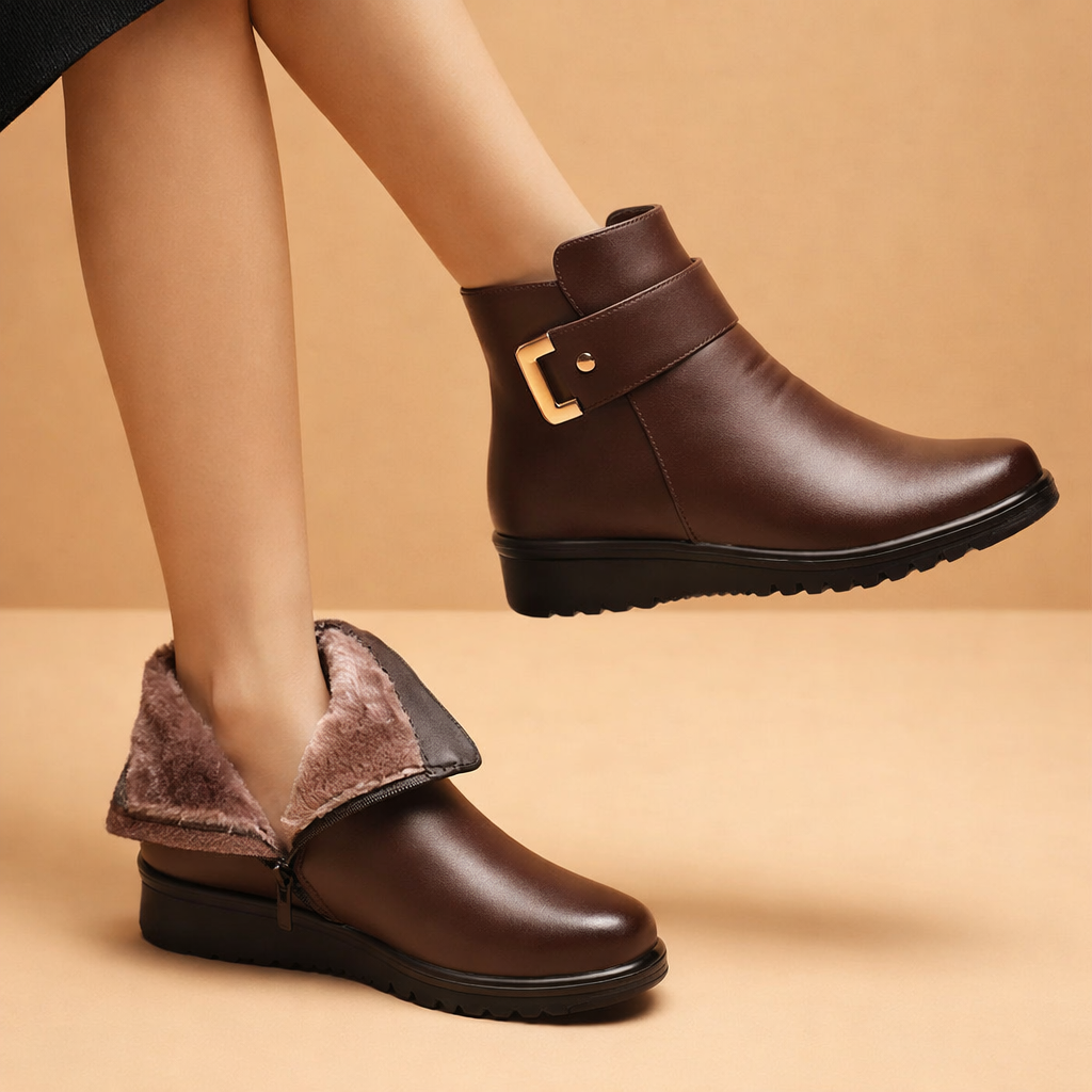 Stylish women's warm-lined ankle boots for winter comfort. Perfect for everyday wear & cold weather elegance.