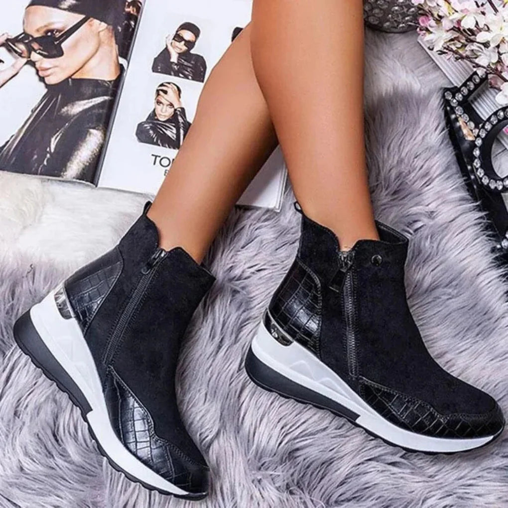 Fashionable women's waterproof ankle boots in a rich brown hue, ideal for casual winter wear and comfort.