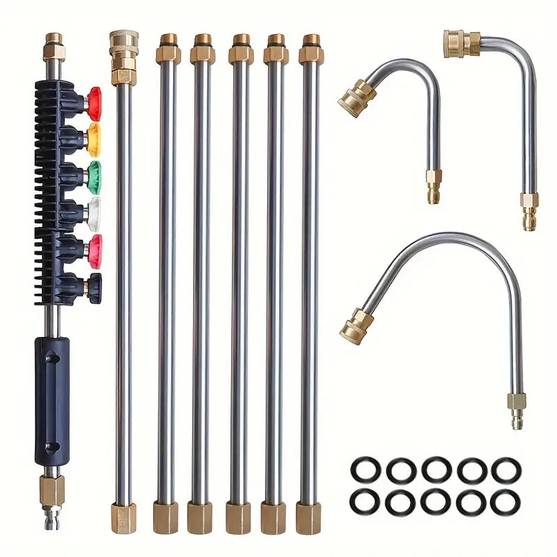 Telescoping high pressure washer wand for effective gutter & roof cleaning.