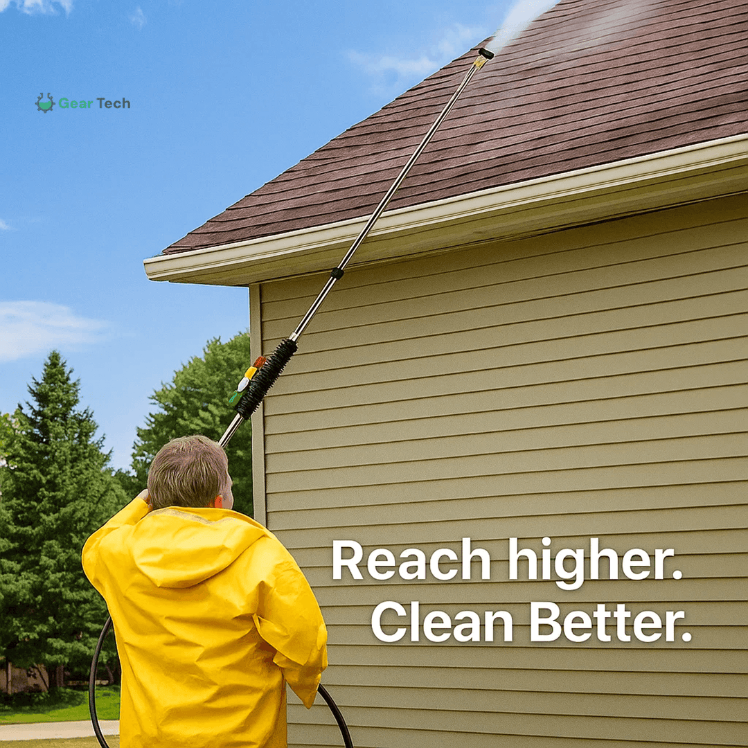 Lightweight telescoping pressure washer wand for outdoor home maintenance.