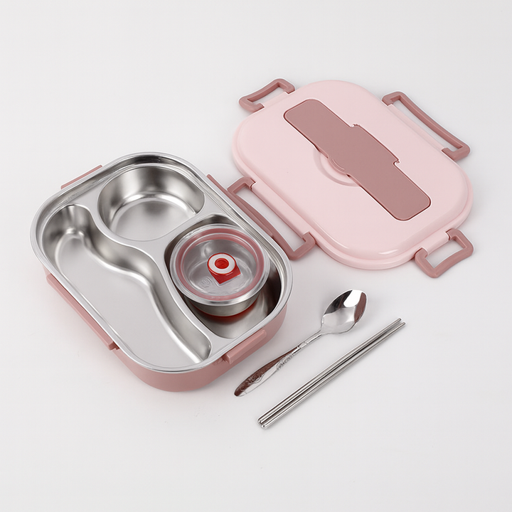 Premium thermal stainless steel lunch box, multi-compartment, for efficient meal management.