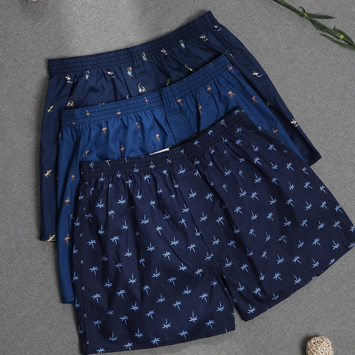 New men's cotton underwear shorts, comfort fit with a modern plant print for everyday style