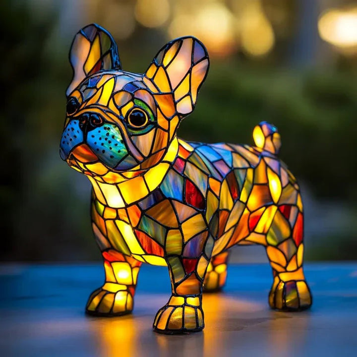 Tiffany style stained glass dog lamp, a charming pet lighting table lamp for home decor.