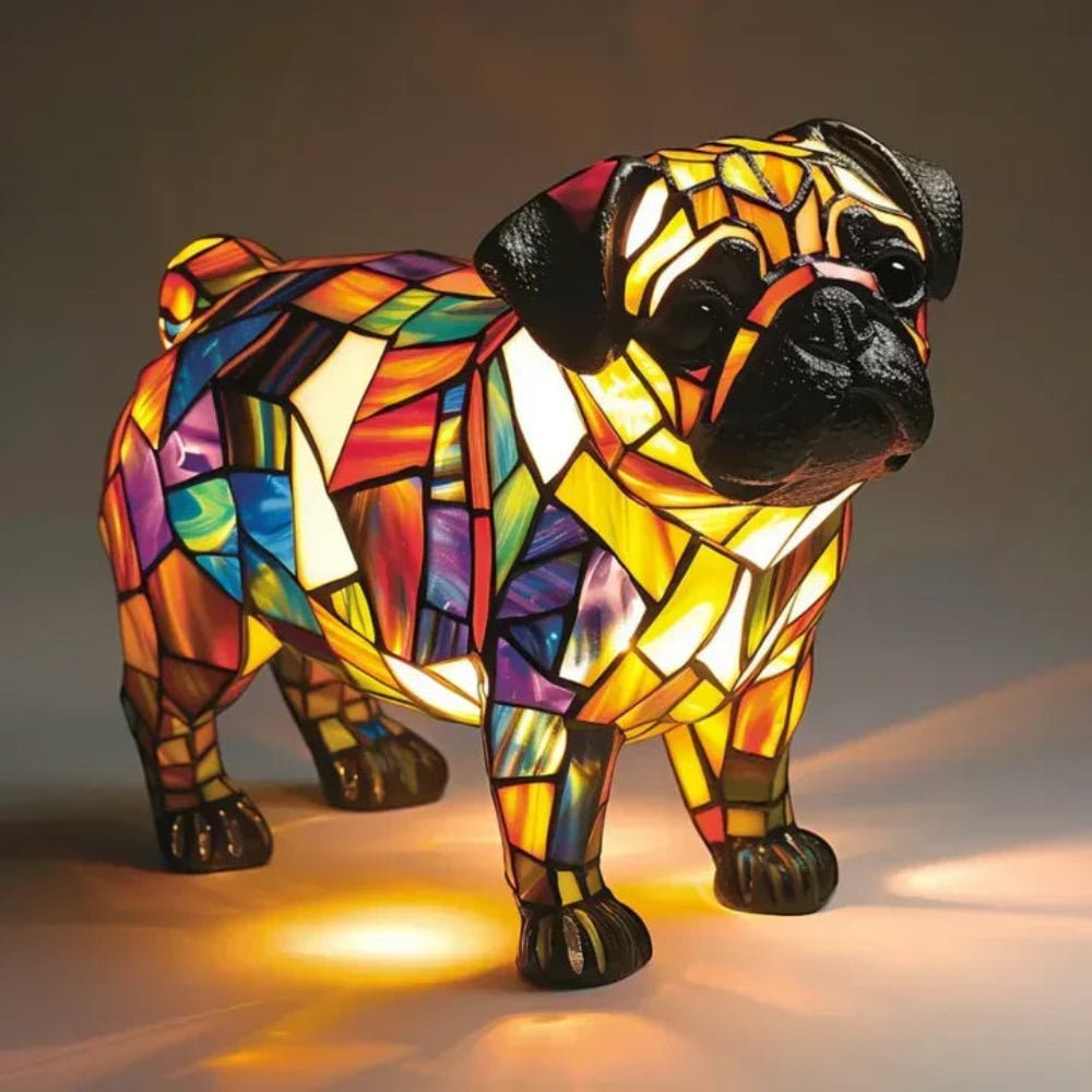 Premium Tiffany style stained glass dog lamp, an artistic table lamp enhancing home decor.