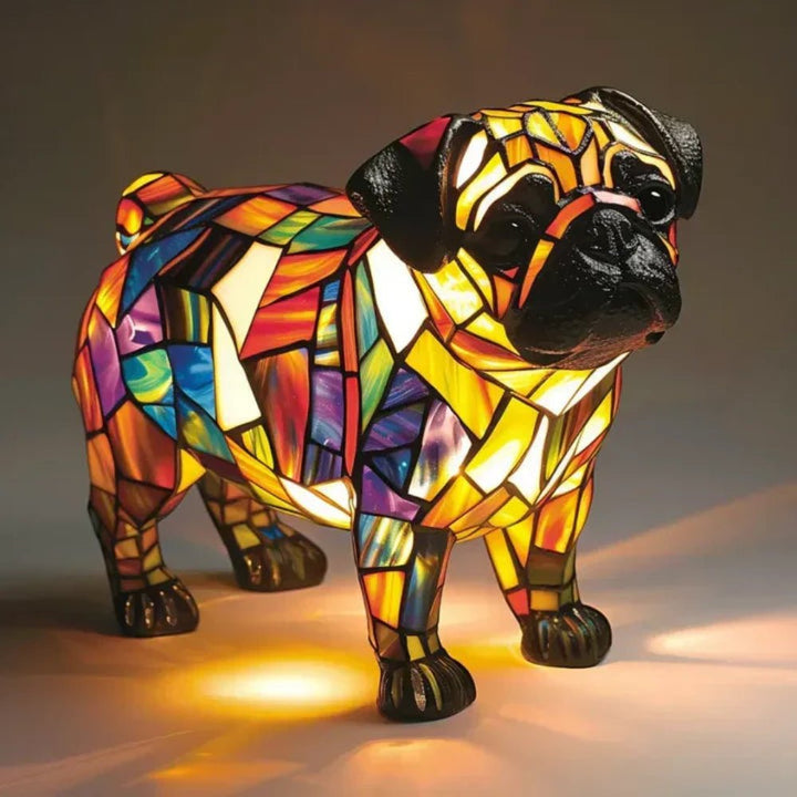 Premium Tiffany style stained glass dog lamp, an artistic table lamp enhancing home decor.