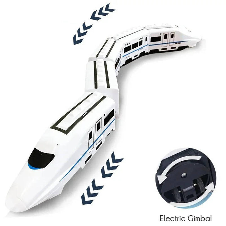 Exciting bump & go electric train toy for toddlers, with dynamic lights, sounds, and a playful spinning feature.