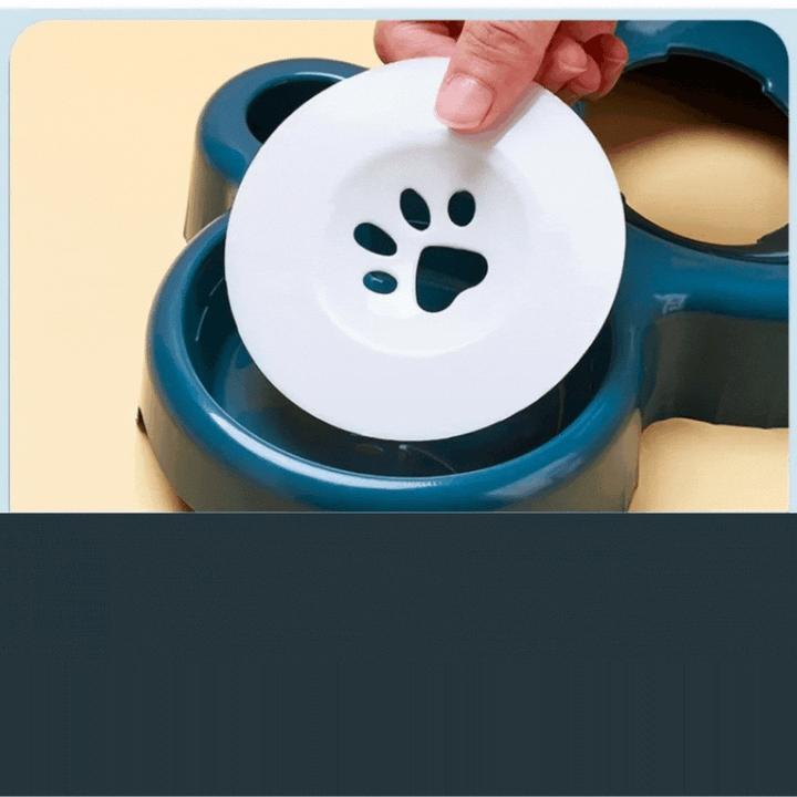Mess-free anti-slip triple cat bowl keeps food, water & snacks separate. Durable pet feeder for happy cats.