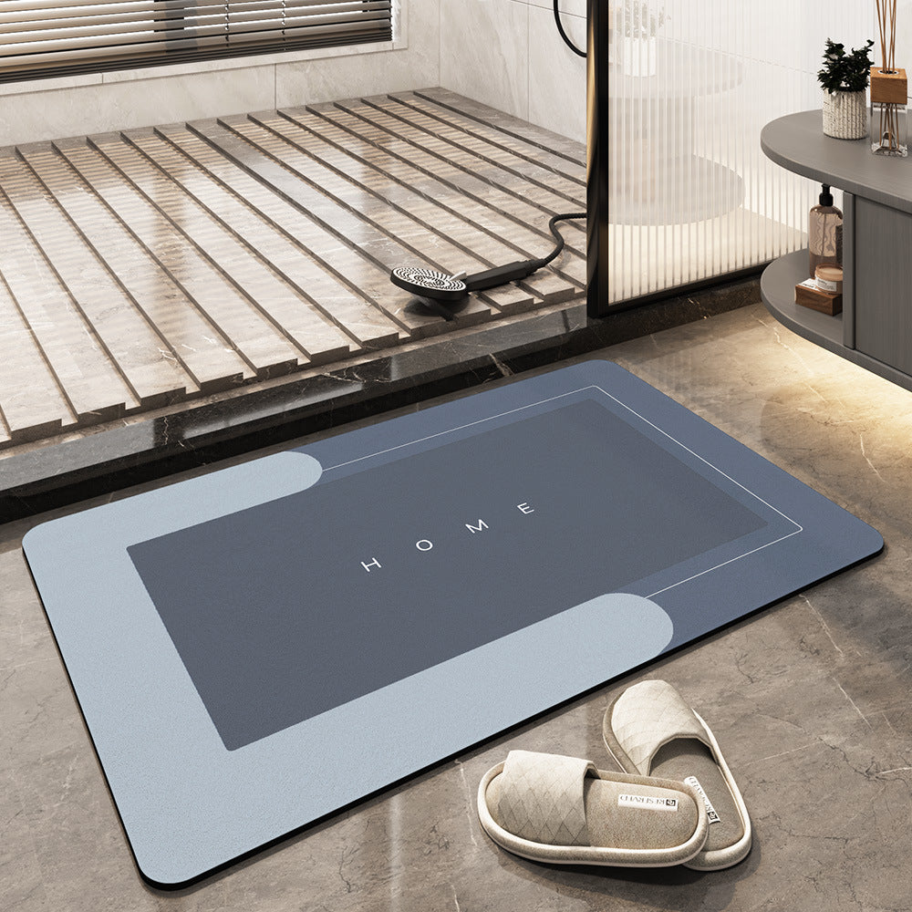 Stylish bath mat, non-slip, ultra absorbent, quick-dry, enhancing bathroom decor & safety.
