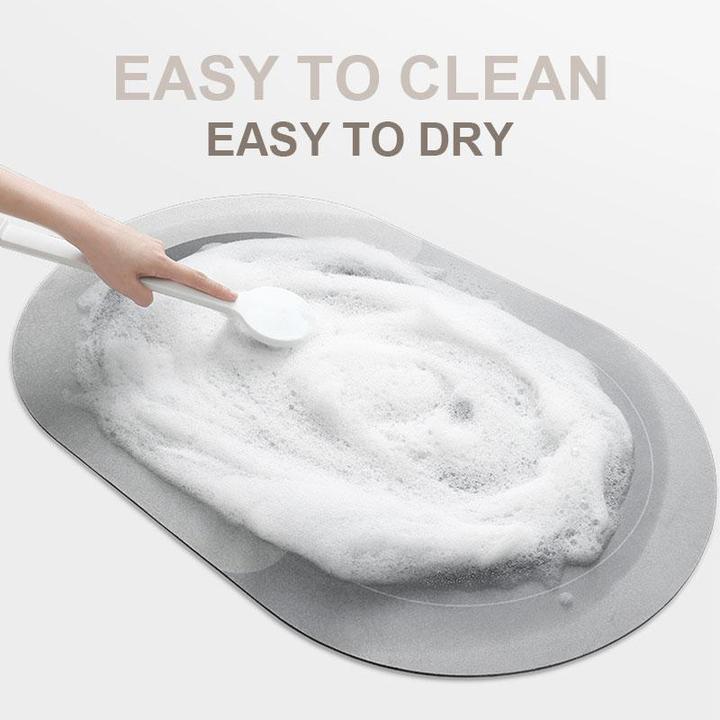 Washable bath mat, ultra absorbent & non-slip, ensuring quick-dry comfort & floor protection.