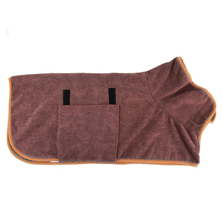 Super absorbent dog towel robe, ideal for rapidly drying pets after baths, preventing wet dog shake-offs.