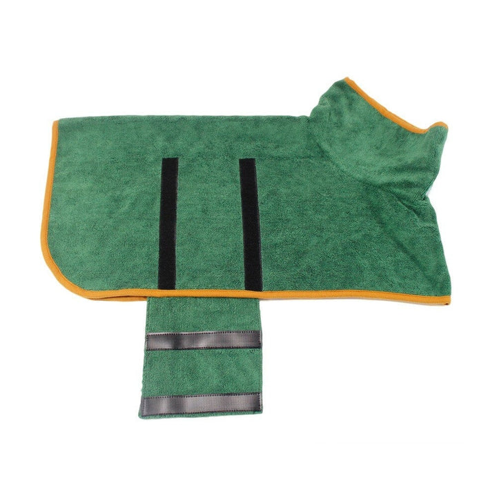 Comfortable dog drying robe with ultra-absorbent fabric, a practical solution for wet dogs and pet grooming.