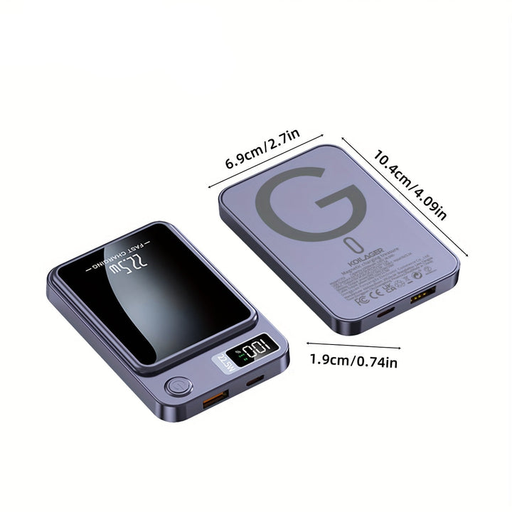 Super fast wireless charging magnetic power bank, 10000mAh, a slim portable mobile power charger.