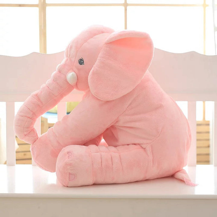 Ultra-soft baby elephant pillow, an essential cuddle toy for infant comfort and nursery decor.