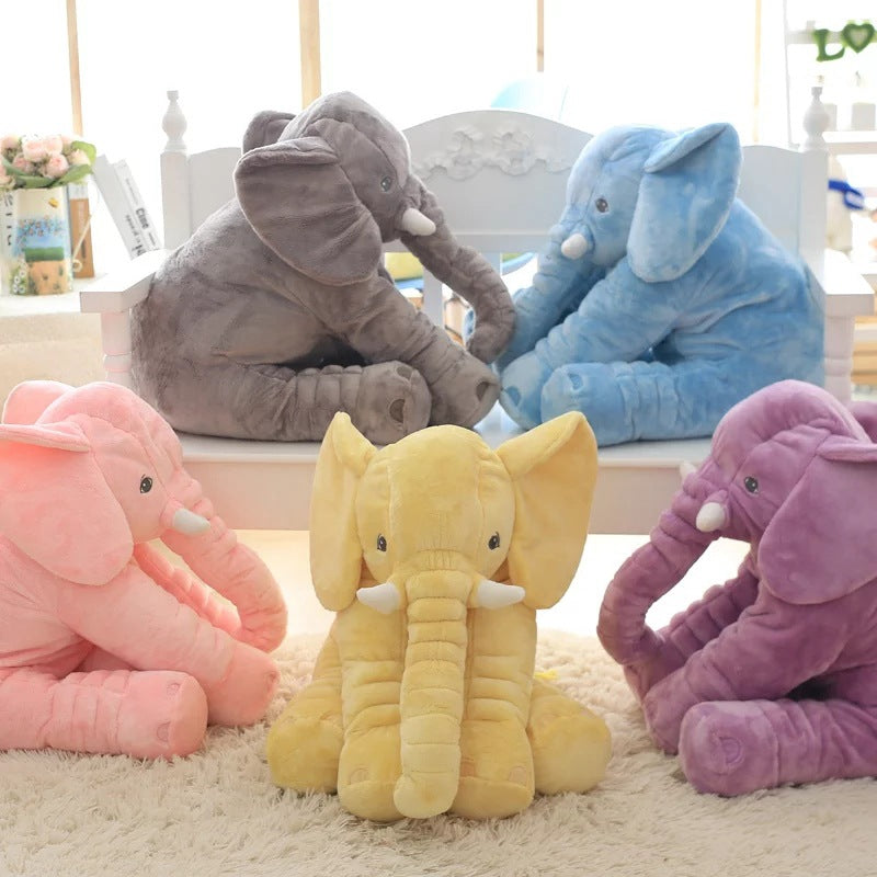 Huggable baby elephant cuddle pillow, a soft plush toy designed for ultimate infant comfort.