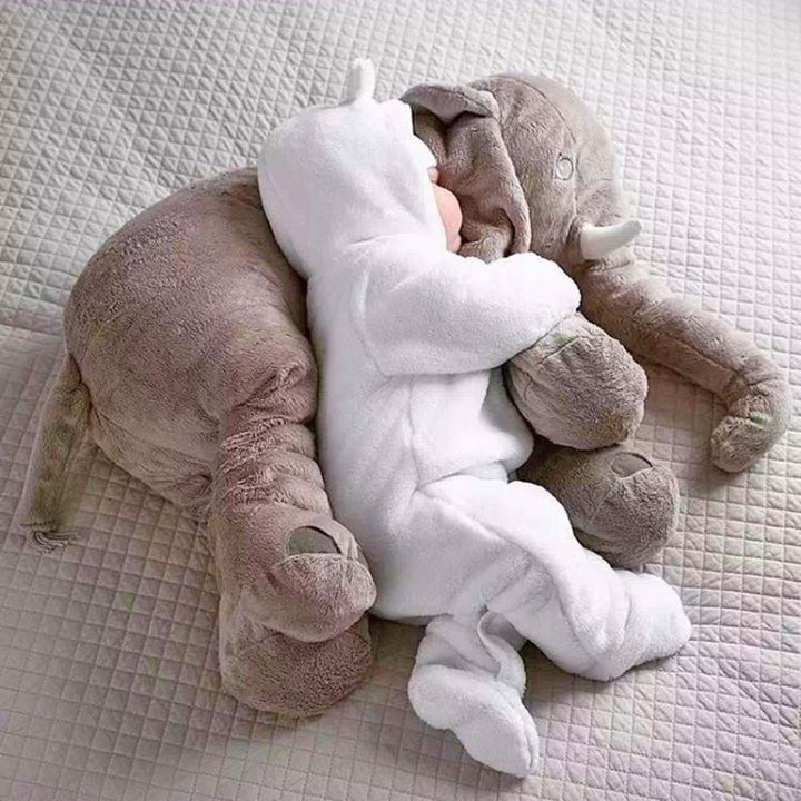 Huggable elephant cuddle pillow, a soft baby pillow perfect for nursery decor and playtime.