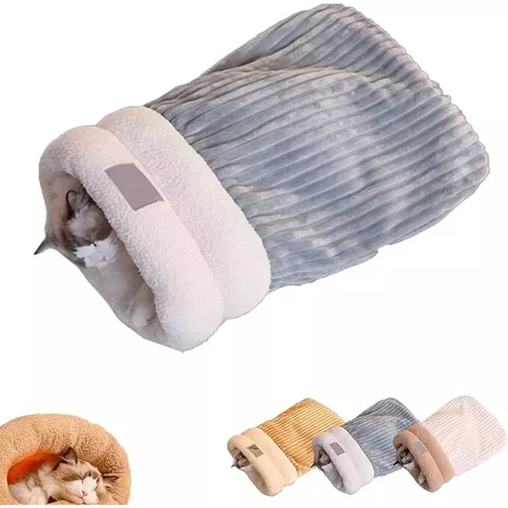 Cozy pet supplies: a washable cat bed and sleeping cave, designed for comfort and feline relaxation.