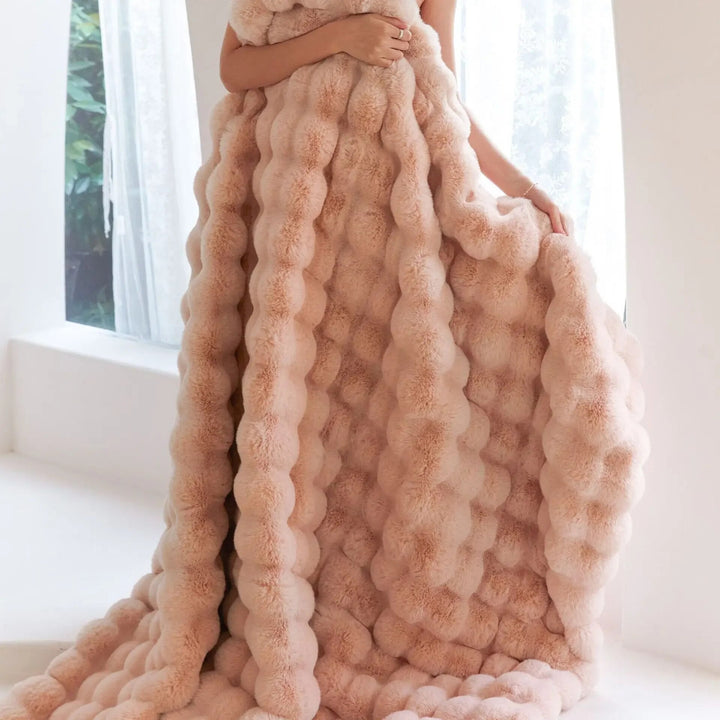 Plush, cozy throw blanket in a unisex design. Machine washable for easy care, perfect gift.