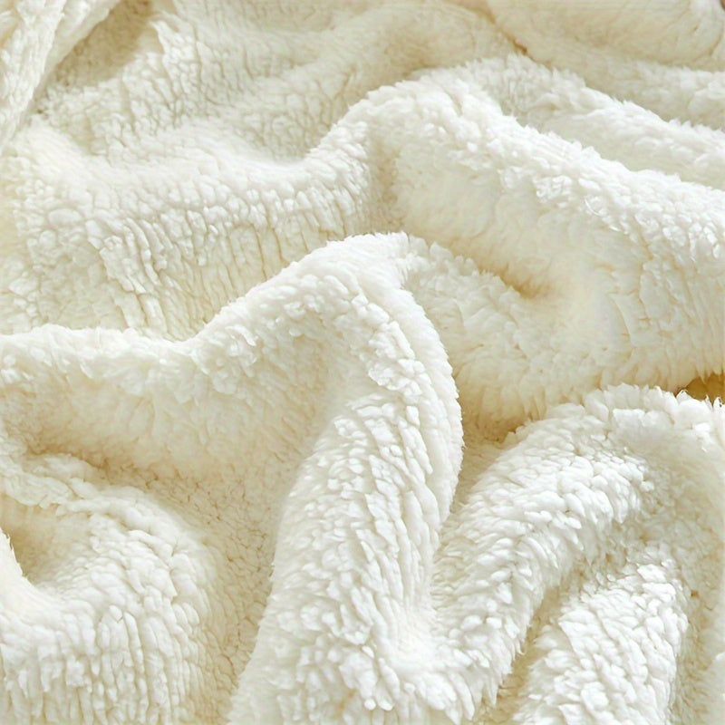 Plush sherpa fleece blanket, ideal for a warm & soft bed throw or living room sofa.
