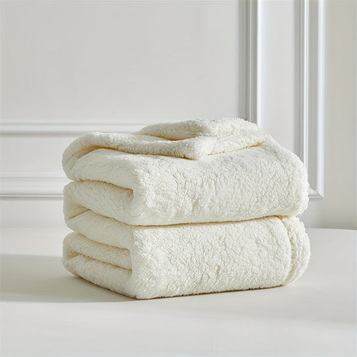 Soft polyester sherpa fleece blanket, warm & cozy, perfect for home comfort & decor.