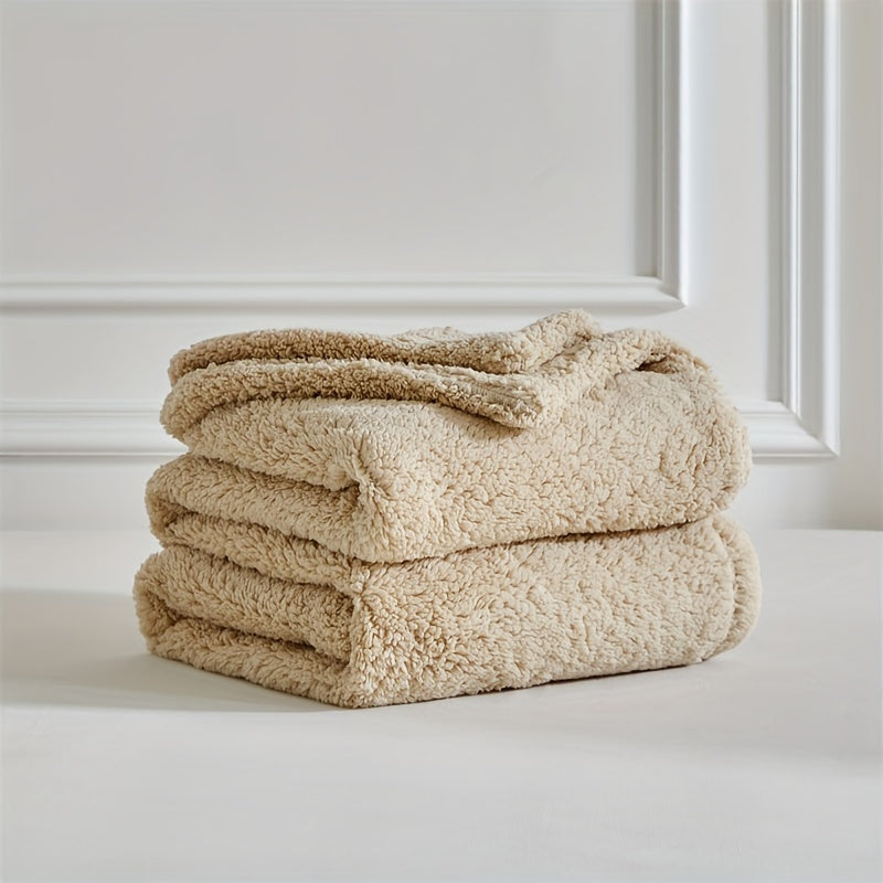 Comfortable sherpa fleece blanket, ultra soft & warm for a cozy home living room experience.