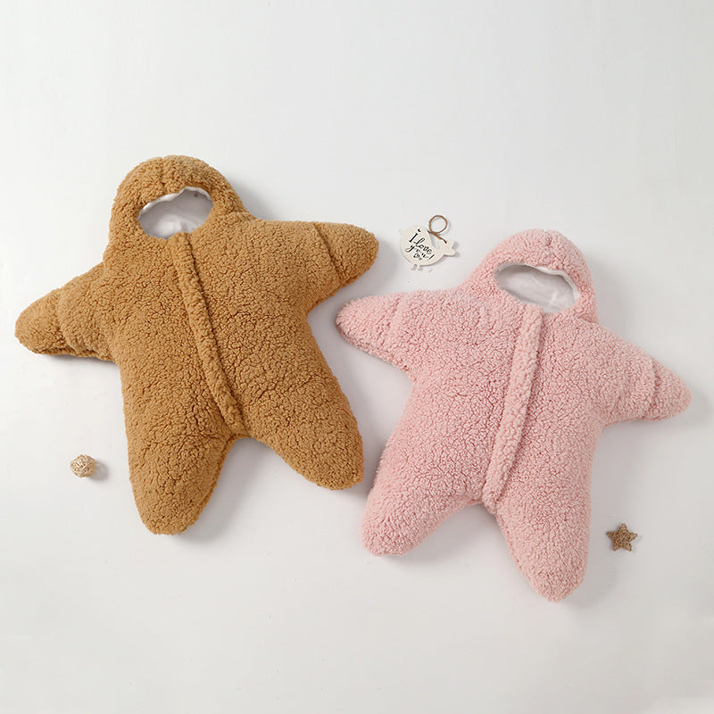 Warm star design infant sleeping bag, perfect for comfortable and secure baby sleep.