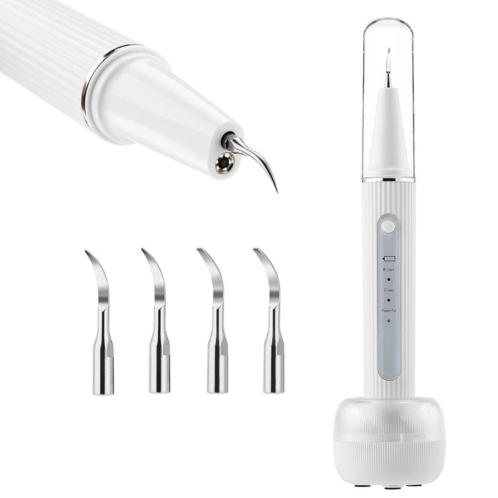 Portable Ultrasound Tooth Cleaner with camera and plaque remover tip for effective at-home dental care.