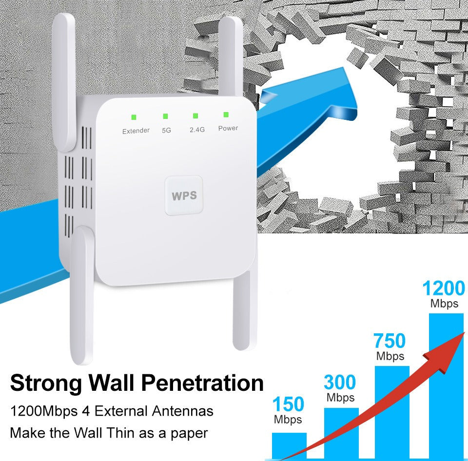 Powerful UltraXtend 5G WiFi booster for super-fast internet, eliminating dead zones & ensuring reliable home signal.