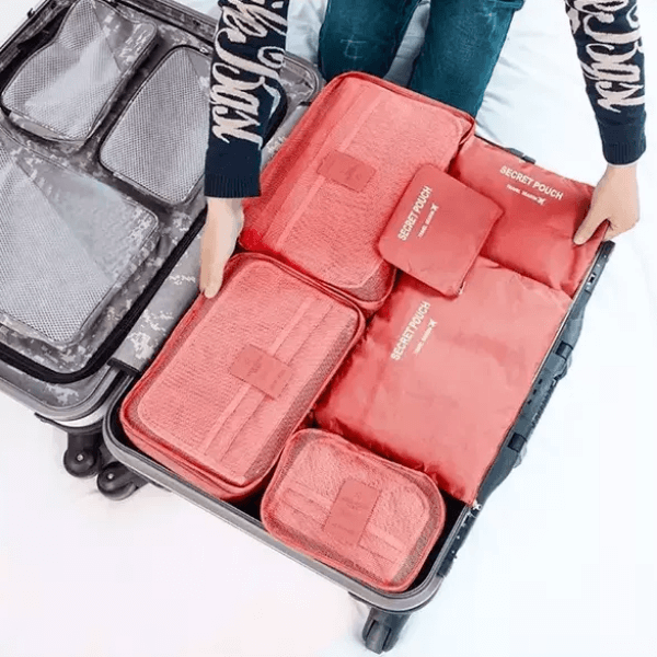 Unisex 12-piece travel packing cube set for ultimate luggage organization and space-saving.