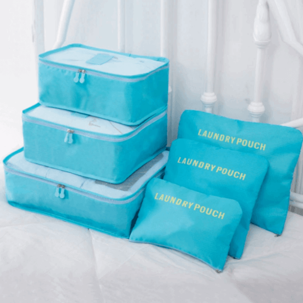 Premium 12-piece travel packing bags for unisex use, ensuring organized and compact luggage.