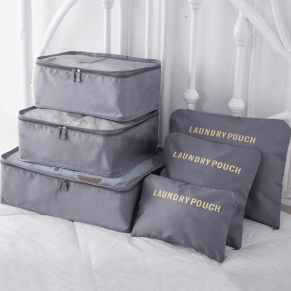 Multi-piece 12-count unisex travel packing cube set, ideal for keeping travel bags tidy and compact.