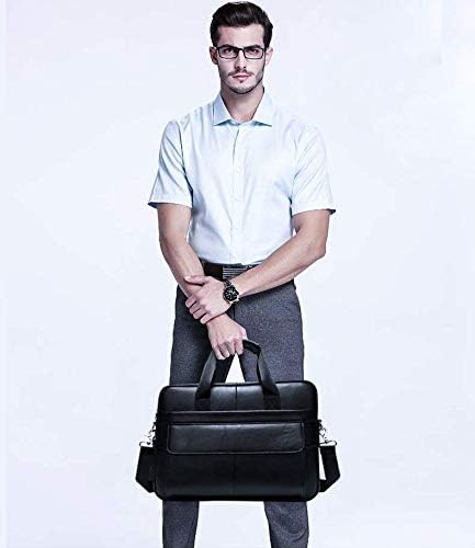 Unisex 15" premium cowhide leather business briefcase for professionals.