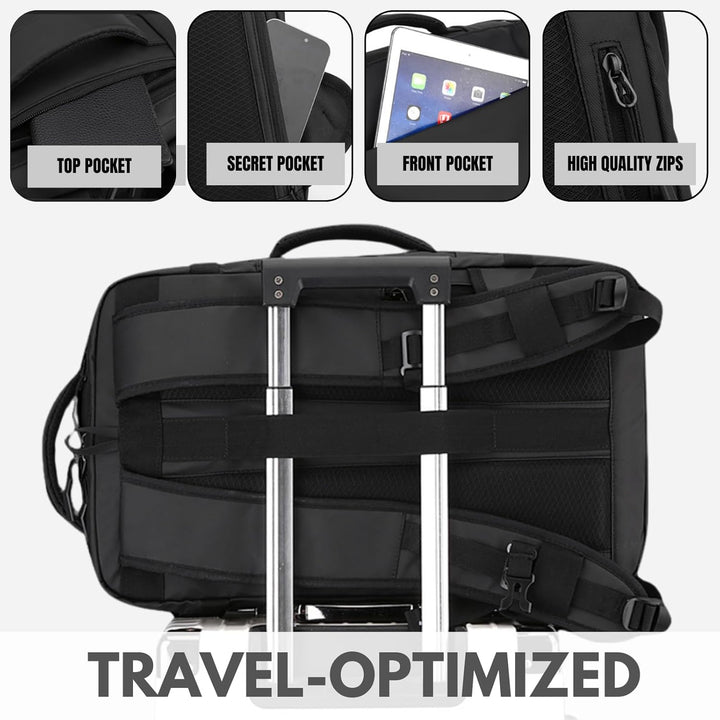 Close-up of the durable waterproof fabric of the TrekPro 15" laptop backpack, showing quality.