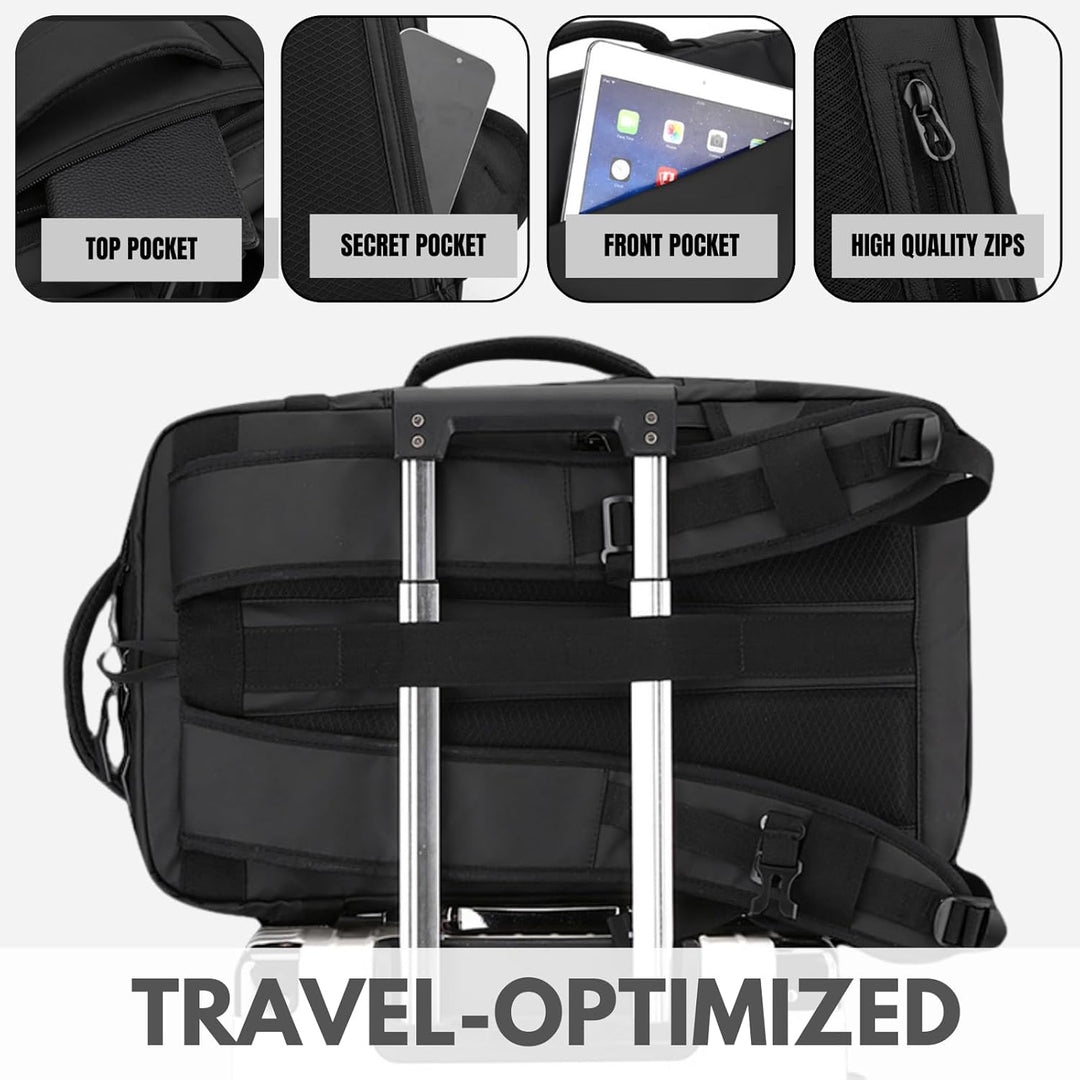 15" tech laptop backpack with integrated USB-C charging port for on-the-go device power.