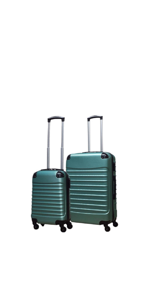Unisex 2-piece ABS hard-shell luggage set for durable, lightweight travel. Wheeled suitcases for easy mobility.