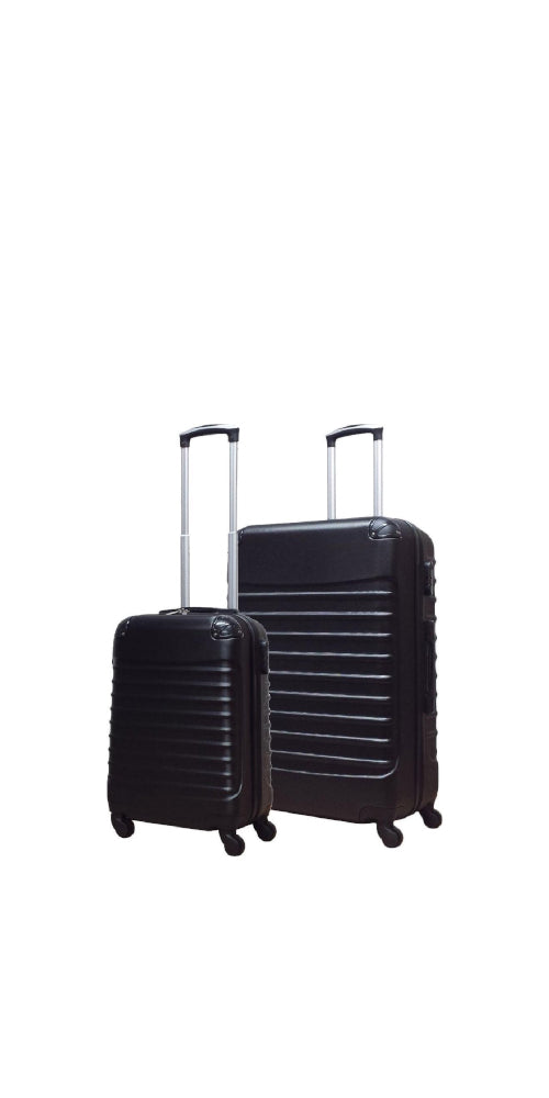 Unisex 2-piece ABS hard shell luggage set with spinner wheels for durable travel.