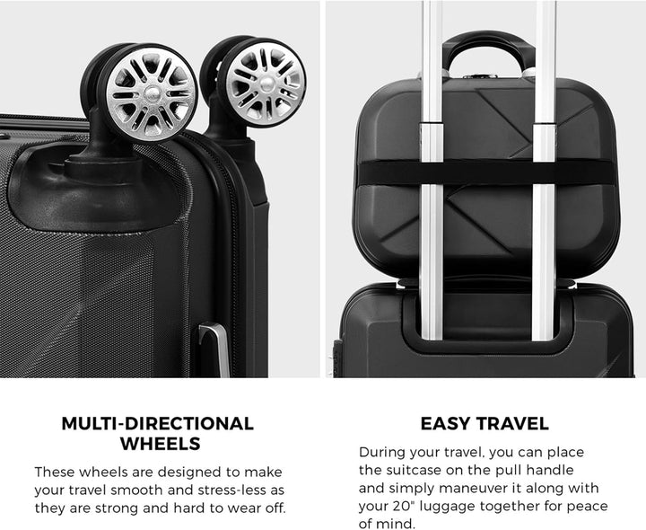 Durable 2-piece ABS hard shell trolley bag set with TSA lock & smooth spinner wheels for travel.