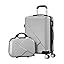 Hard shell 2-piece luggage set. Durable ABS, TSA lock, 360° spinner wheels. Unisex travel suitcase.
