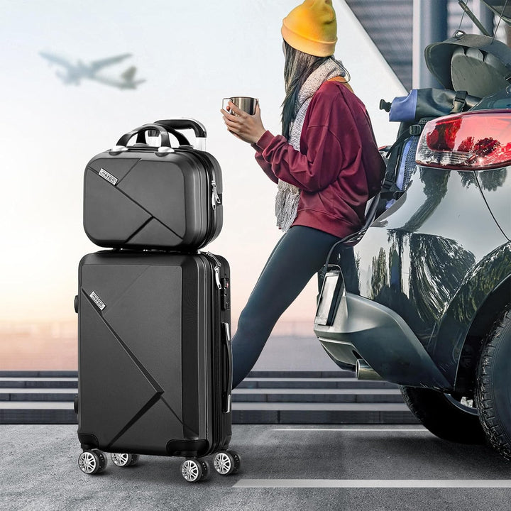 2-piece durable travel luggage set including carry-on & suitcase, with TSA lock & spinner wheels.
