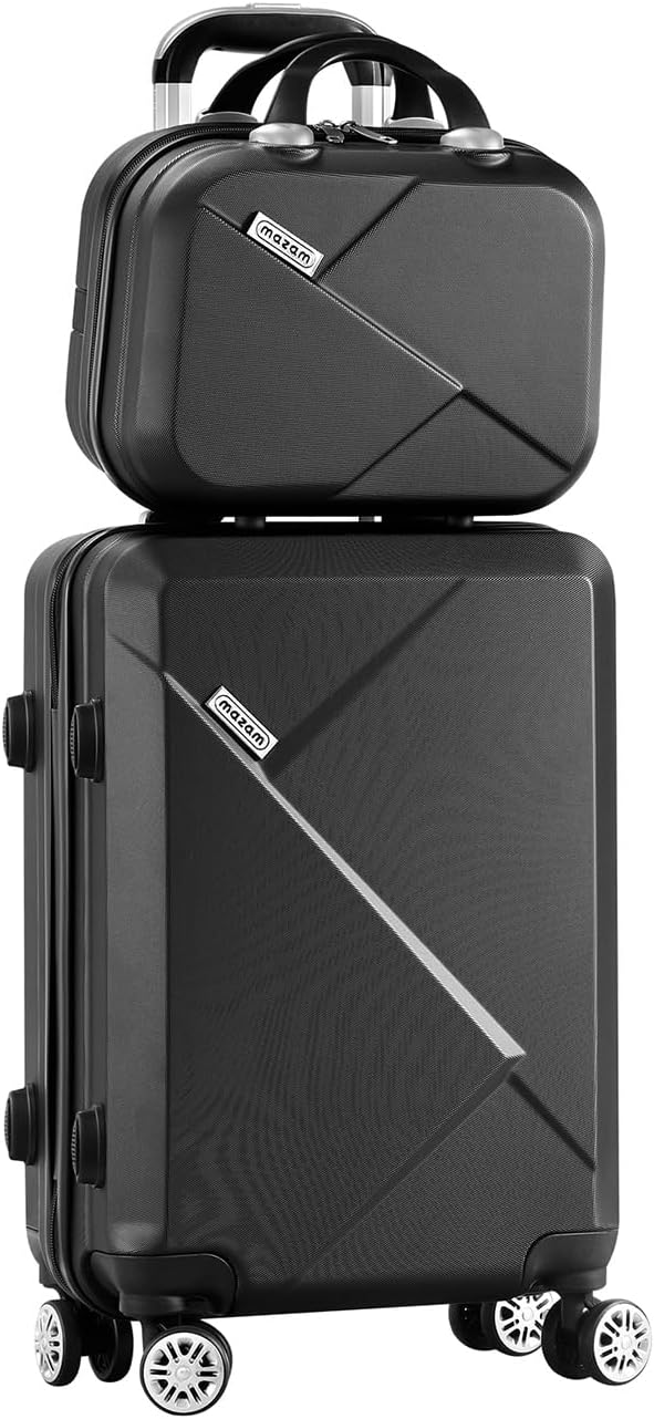 ABS hard shell 2-piece luggage set, durable & lightweight, with TSA lock & 360° spinner wheels.