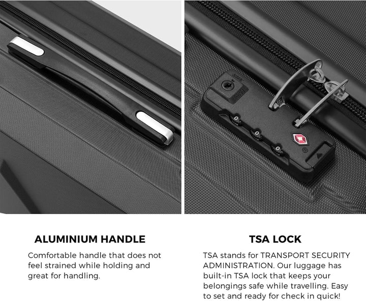 Unisex 2-piece ABS hard shell luggage set. TSA lock & spinner wheels for durable, easy travel.