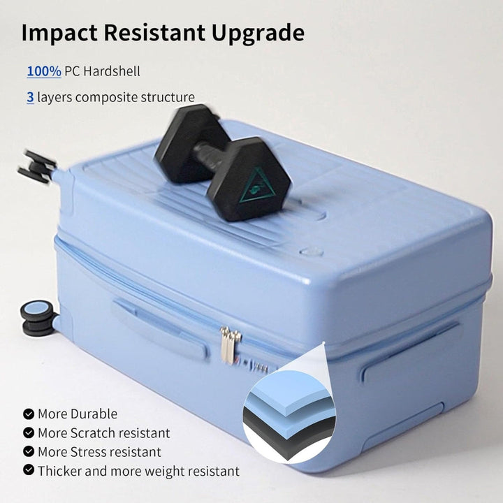 Essential 20-inch carry-on travel bag, airline-approved, featuring a robust hard shell for durability.