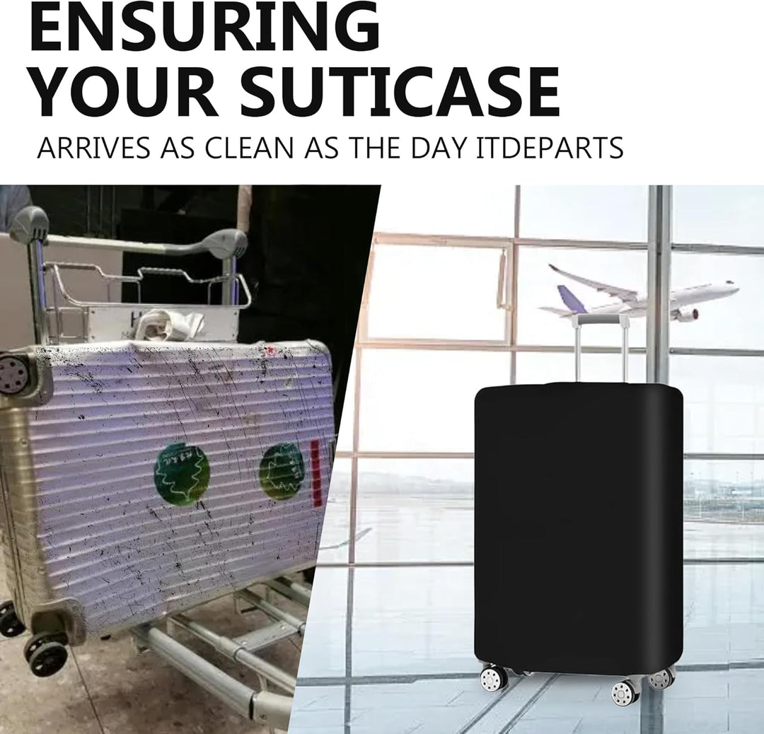 Stretchable, dustproof 3-piece anti-tear luggage cover set; essential travel accessories.