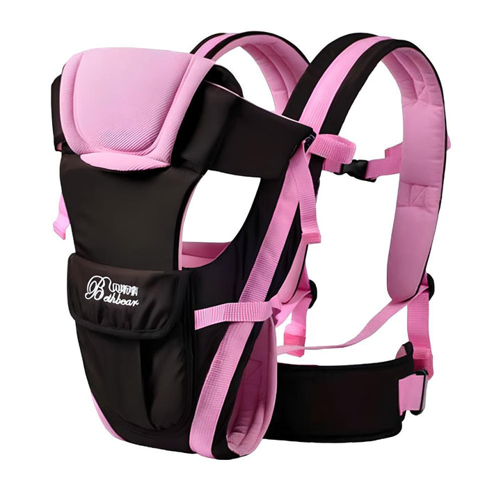 Parents using a comfortable, breathable 4-in-1 baby carrier wrap for hands-free newborn to toddler carrying.