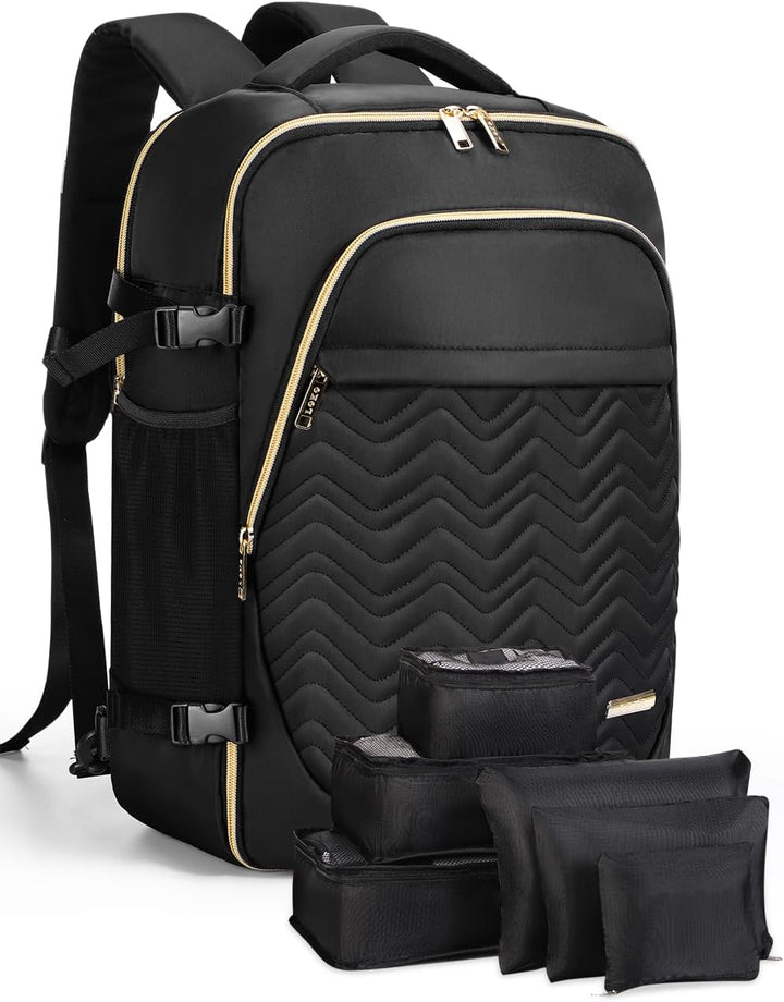 Organize your travel essentials with this 40L unisex carry-on backpack & 6 packing cubes, perfect for weekend trips.
