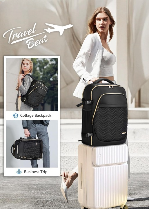 Complete travel set: 40L airline-approved unisex backpack, ideal carry-on bag with 6 packing cubes & laptop space.