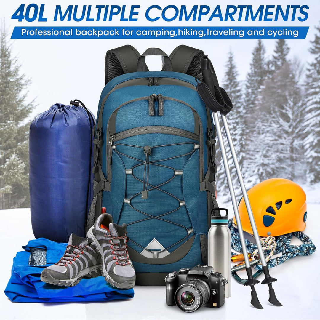 Lightweight 40L waterproof backpack for hiking & outdoor adventure, durable.
