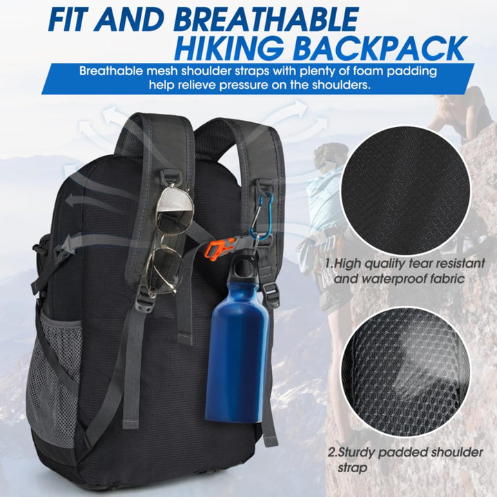 Lightweight 40L waterproof hiking & camping backpack, essential travel gear.