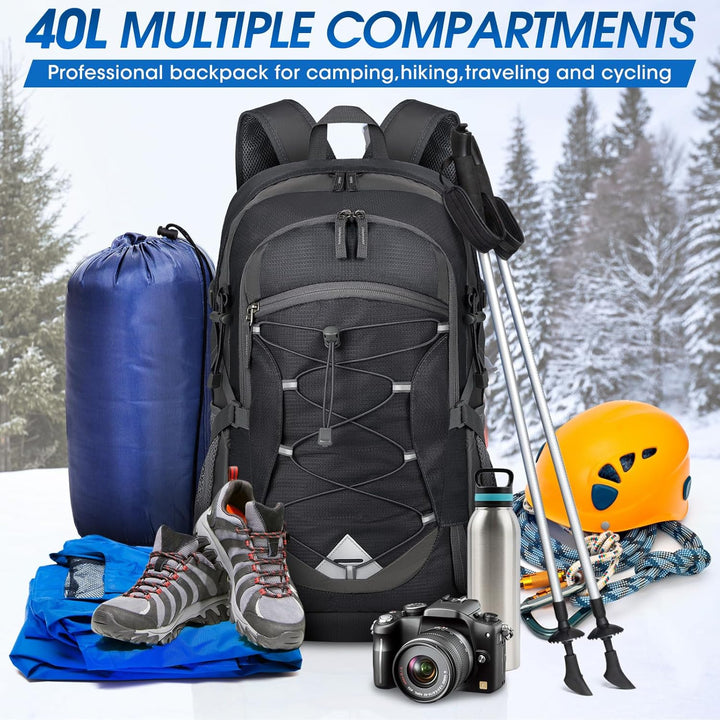 Waterproof 40L hiking & camping backpack, lightweight and durable for adventures.
