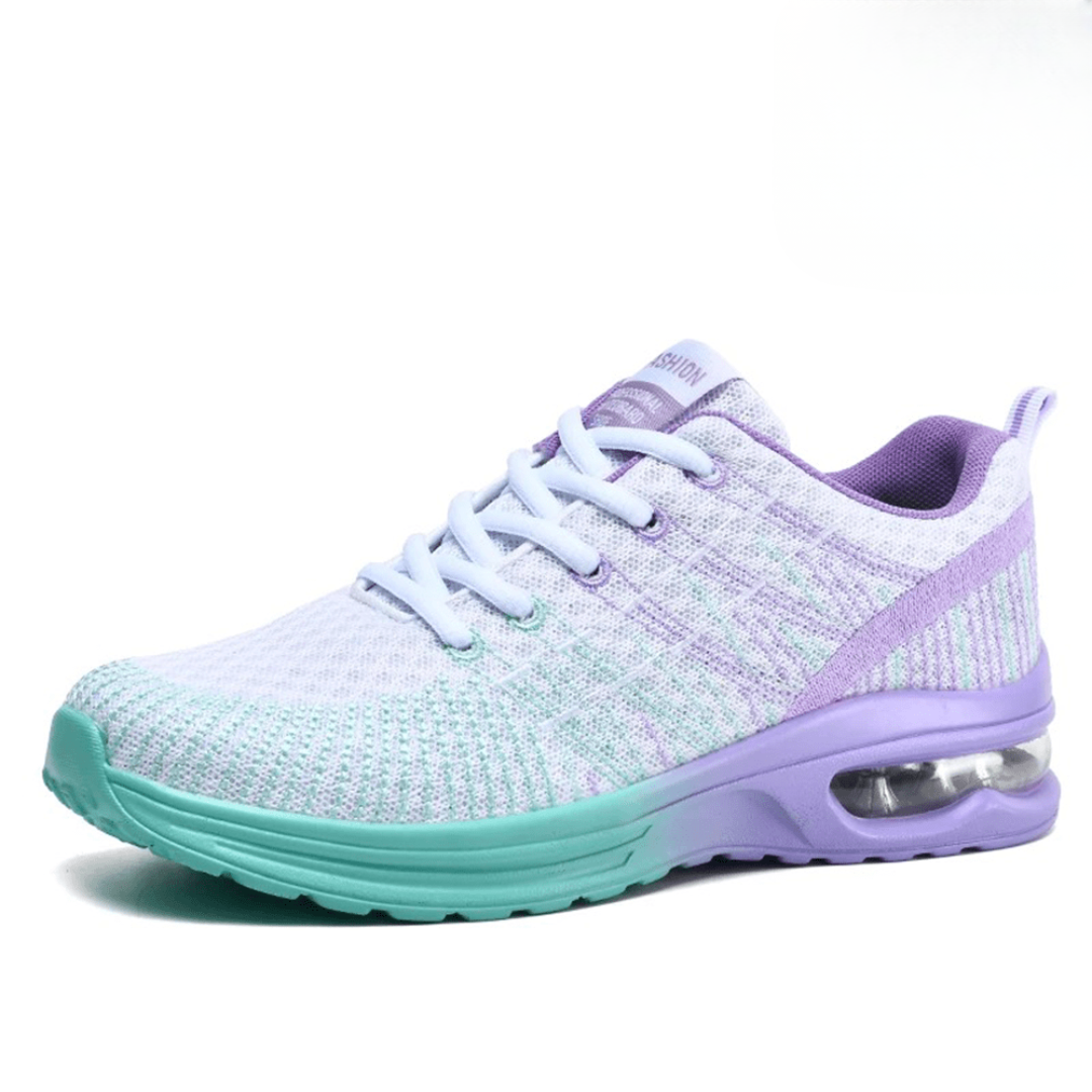 Lightweight unisex running sneakers with breathable knit upper & responsive air sole cushioning for active comfort.